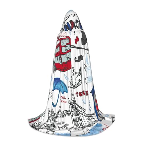 KLJnmbb Kapuzenumhang mit London-Druck, für Erwachsene, Teenager, Kinder, verschiedene Zauberer-Umhang, RobeHalloween, Karneval, Cosplay KLJnmbb Kapuzenumhang mit London-Druck, für Erwachsene, Teenager, Kinder, verschiedene Zauberer-Umhang, RobeHalloween, Karneval, Cosplay von KLJnmbb