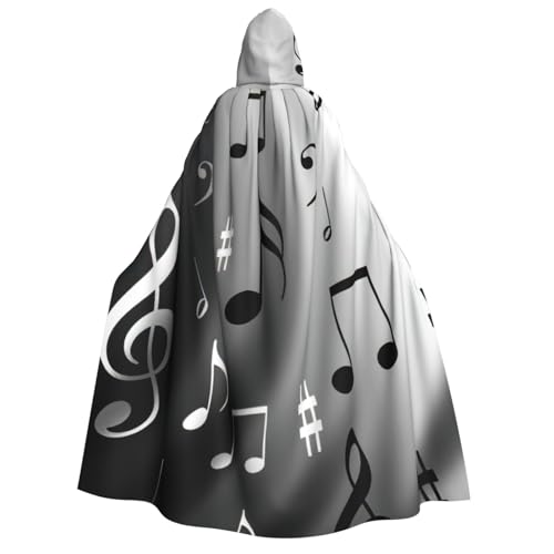 KLJnmbb Kapuzenumhang mit Musiknoten, für Cosplay, Erwachsene, Halloween, Weihnachten, Karneval, Motto-Partys, vielseitig einsetzbar von KLJnmbb
