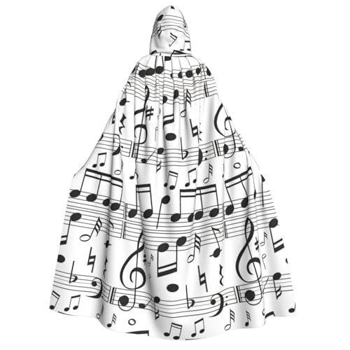 KLJnmbb Kapuzenumhang mit Musiknoten-Druck, Cosplay, Erwachsene, Halloween, Weihnachten, Karneval, Themenpartys, vielseitig einsetzbar von KLJnmbb