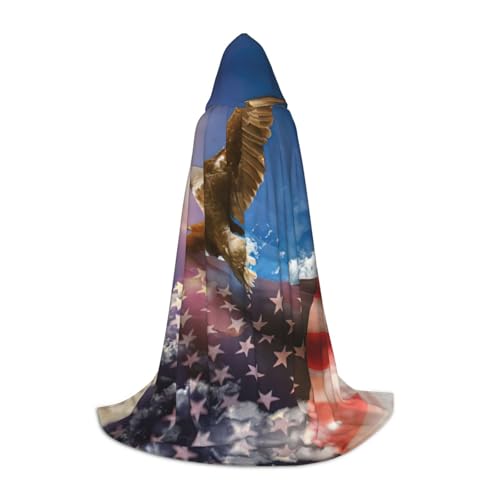 KLJnmbb Kapuzenumhang mit amerikanischer Usa-Flagge, Adler, für Erwachsene, Teenager, Kinder, verschiedene Zauberer-Umhang, Robe, Halloween, Karneval, Cosplay KLJnmbb Kapuzenumhang mit amerikanischer Usa-Flagge, Adler, für Erwachsene, Teenager, Kinder, verschiedene Zauberer-Umhang, Robe, Halloween, Karneval, Cosplay von KLJnmbb