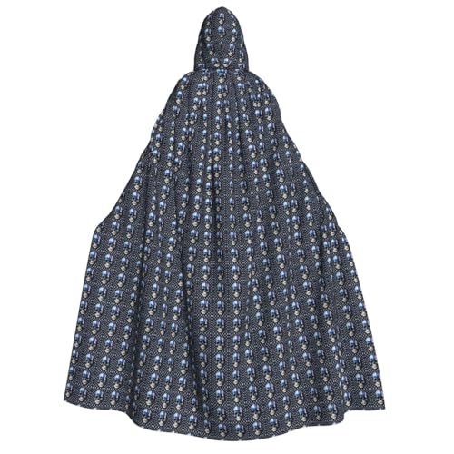KLJnmbb Kapuzenumhang mit blauen Streifen, Sternen, Totenkopf-Druck, Cosplay, Erwachsene, Halloween, Weihnachten, Karneval, Motto-Partys, vielseitig einsetzbar von KLJnmbb