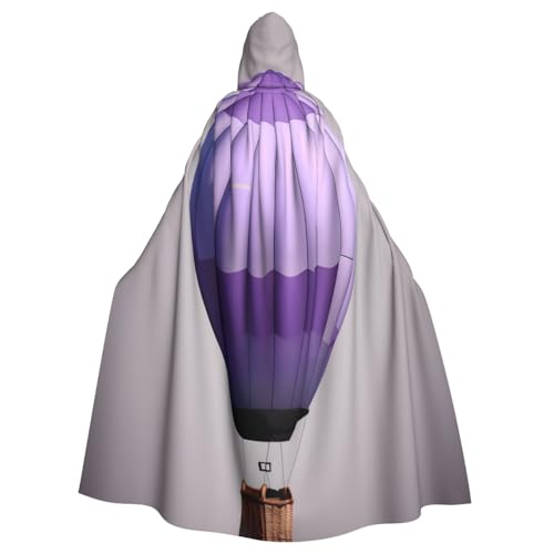 KLJnmbb Lavendel-Heißluftballon-Druck, Halloween-Kapuzenumhang mit lebendiger voller Länge, für Erwachsene, Unisex, Cosplay-Kostüm von KLJnmbb