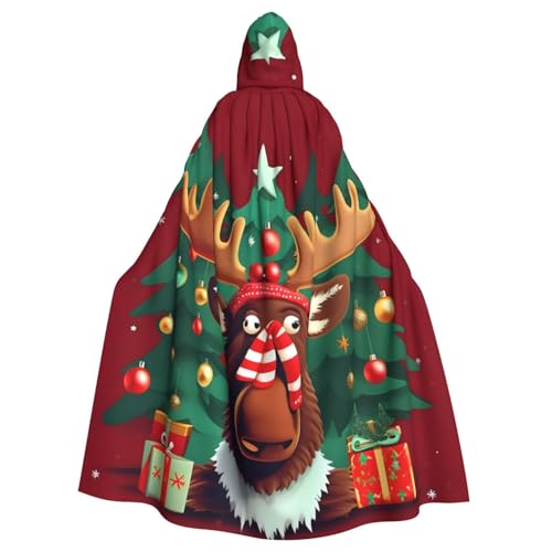 KLJnmbb Lustiger Weihnachtsumhang mit Elch-Druck, Halloween-Kapuzenumhang mit lebendigem Ganzkörper-Motiv, Erwachsene, Unisex, Cosplay-Kostüm von KLJnmbb