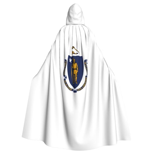 KLJnmbb Massachusetts Kapuzenumhang mit Staatsflagge, Halloween, mit lebendiger voller Länge, für Erwachsene, Unisex, Cosplay-Kostüm von KLJnmbb