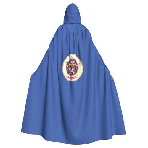 KLJnmbb Minnesota State Flag Print Halloween Kapuzenumhang mit lebendiger voller Länge Erwachsene Unisex Cosplay Kostüm von KLJnmbb