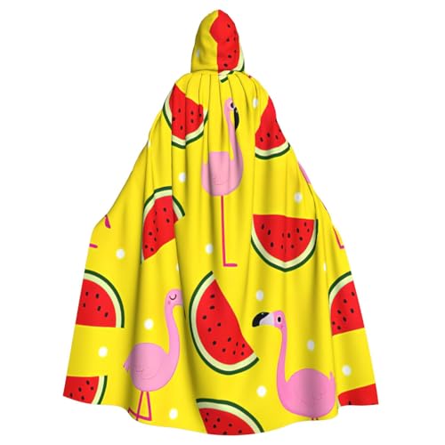 KLJnmbb Pinker Flamingo- und Wassermelonen-Druck, Halloween-Kapuzenumhang mit lebendiger voller Länge, für Erwachsene, Unisex, Cosplay-Kostüm KLJnmbb Pinker Flamingo- und Wassermelonen-Druck, Halloween-Kapuzenumhang mit lebendiger voller Länge, für Erwachsene, Unisex, Cosplay-Kostüm von KLJnmbb