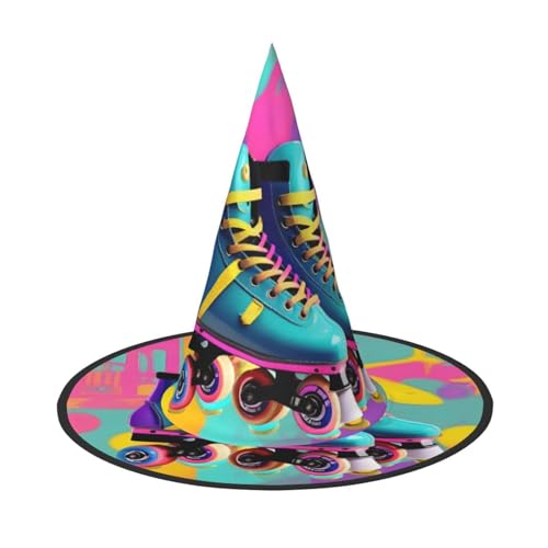 KLJnmbb Retro-Hexenhut, bunt, Rollschuh-Druck, Unisex, Halloween, Erwachsene und Jugendliche, Mütze, Partys, Karneval, Kostüme KLJnmbb Retro-Hexenhut, bunt, Rollschuh-Druck, Unisex, Halloween, Erwachsene und Jugendliche, Mütze, Partys, Karneval, Kostüme von KLJnmbb
