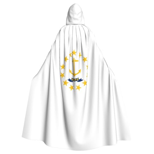 KLJnmbb Rhode Island State Flag Print Halloween Hooded Cloak With Vibrant Full Length Adult Unisex Cosplay Costume von KLJnmbb