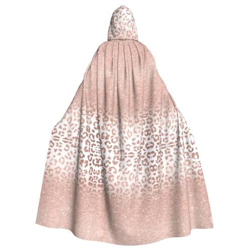 KLJnmbb Rose-goldener Glitzer-Druck, Halloween-Kapuzenumhang mit lebendiger voller Länge, für Erwachsene, Unisex, Cosplay-Kostüm von KLJnmbb
