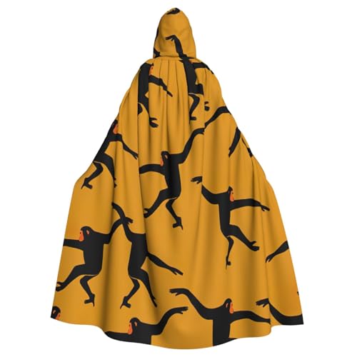 KLJnmbb Schwarzer Gibbon-Affen-Druck, Halloween-Kapuzenumhang mit lebendiger voller Länge, Erwachsenenkostüm, Unisex, Cosplay-Kostüm von KLJnmbb