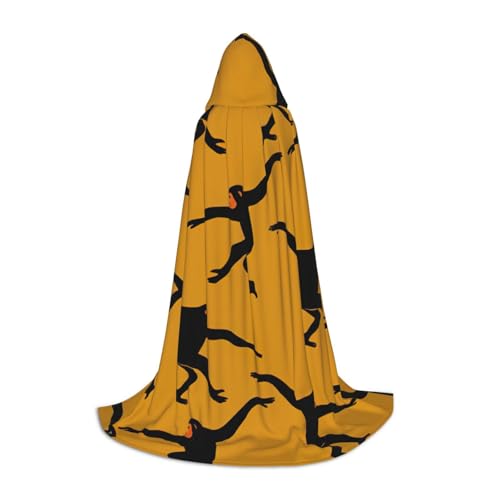 KLJnmbb Schwarzer Gibbon-Umhang mit Affen-Druck, für Erwachsene, Teenager, Kinder, verschiedene Zauberer-Umhang, RobeHalloween, Karneval, Cosplay von KLJnmbb