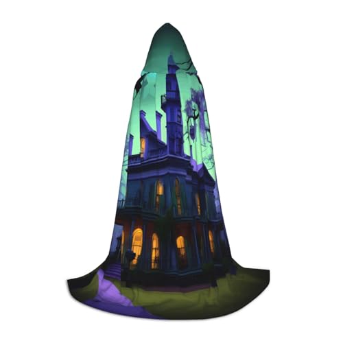 KLJnmbb Schwarzer Kapuzenumhang mit Spukhaus-Druck, für Erwachsene, Teenager, Kinder, verschiedene Zauberer-Umhang, RobeHalloween, Karneval, Cosplay KLJnmbb Schwarzer Kapuzenumhang mit Spukhaus-Druck, für Erwachsene, Teenager, Kinder, verschiedene Zauberer-Umhang, RobeHalloween, Karneval, Cosplay von KLJnmbb