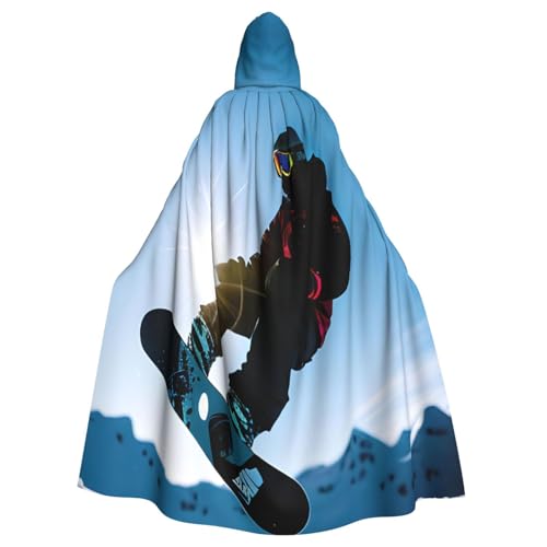 KLJnmbb Snowboarding-Bild-Druck, Halloween-Kapuzenumhang mit lebendiger voller Länge, Erwachsene, Unisex, Cosplay-Kostüm von KLJnmbb