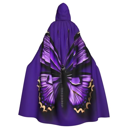 KLJnmbb Süßer violetter Schmetterlings-Aufdruck, Halloween-Kapuzenumhang mit lebendiger voller Länge, für Erwachsene, Unisex, Cosplay-Kostüm von KLJnmbb