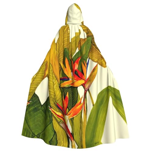 KLJnmbb Tropischer Paradiesvogel-Druck, Halloween-Kapuzenumhang mit lebendiger voller Länge, Erwachsenenkostüm, Unisex, Cosplay-Kostüm von KLJnmbb