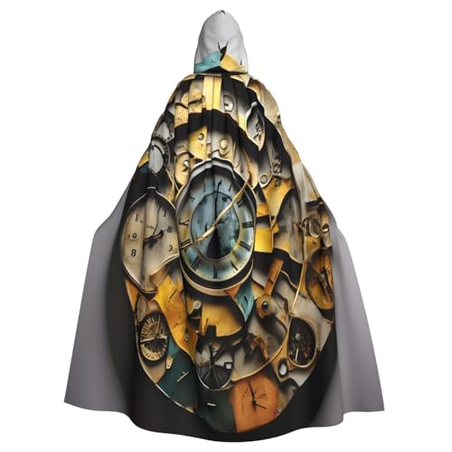KLJnmbb Uhr-Kunstdruck, Halloween-Kapuzenumhang mit lebendiger voller Länge, Erwachsene, Unisex, Cosplay-Kostüm von KLJnmbb