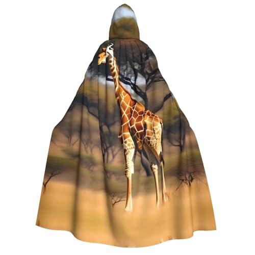 KLJnmbb Umhang mit Kapuze, Afrika, Giraffe, majestätischer Baumdruck, Cosplay, Erwachsene, Halloween, Weihnachten, Karneval, Themenpartys, vielseitig einsetzbar von KLJnmbb