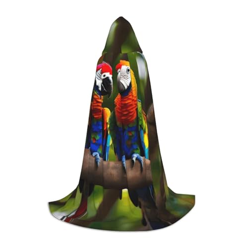 KLJnmbb Umhang mit Kapuze, Motiv: bunte Papageien auf Baum, für Erwachsene, Teenager, Kinder, verschiedene Zauberer, Umhang, Halloween, Karneval, Cosplay KLJnmbb Umhang mit Kapuze, Motiv: bunte Papageien auf Baum, für Erwachsene, Teenager, Kinder, verschiedene Zauberer, Umhang, Halloween, Karneval, Cosplay von KLJnmbb