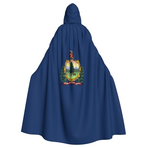 KLJnmbb Vermont State Flag Print Halloween Kapuzenumhang mit lebendiger voller Länge Erwachsene Unisex Cosplay Kostüm von KLJnmbb