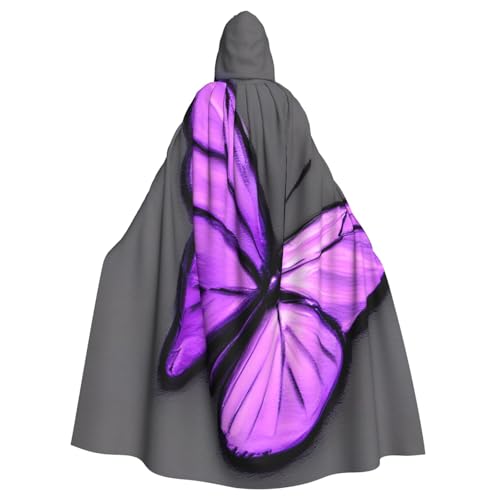 KLJnmbb Violetter Schmetterlings-Aufdruck, Halloween-Kapuzenumhang mit lebhaftem Ganzkörper-Motiv, Erwachsene, Unisex, Cosplay-Kostüm von KLJnmbb