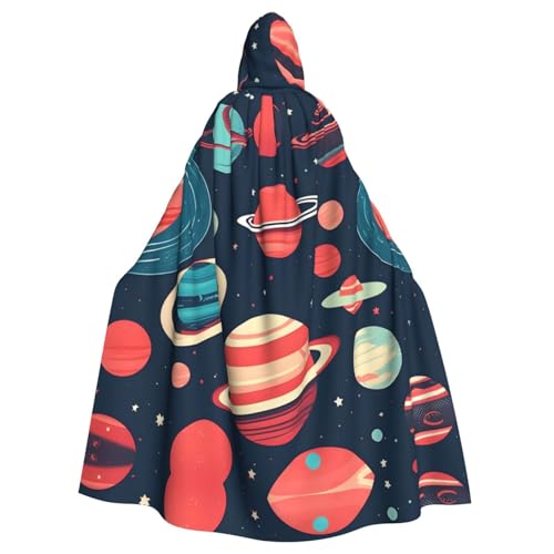 Weltraumplaneten-Druck, Halloween-Kapuzenumhang mit lebendigem Ganzkörper-Motiv, Unisex, Cosplay-Kostüm für Erwachsene von KLJnmbb