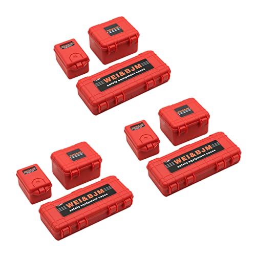 KLKNE 9-teiliges Werkzeug zur Dekoration der Aufbewahrungsbox für Auto, Kunststoff, für Trx4 Axial Scx10 90046 D90 1/10 RC Crawler Zubehör Rot von KLKNE