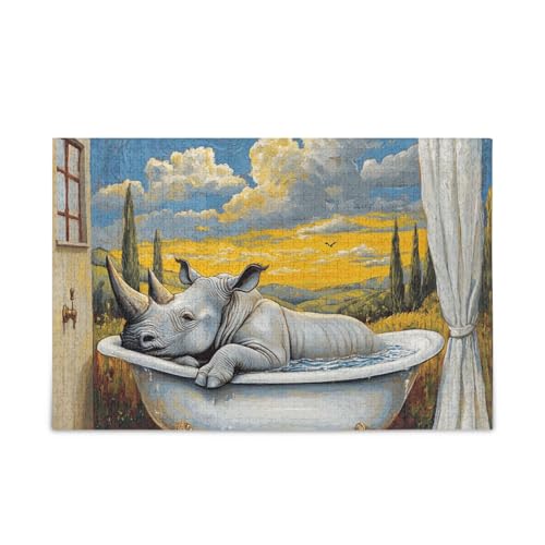 Beauty Rhinoceros Retro-Badewannen-Puzzles aus Holz, harte Spiele für ältere 1000 Teile Beauty Rhinoceros Retro-Badewannen-Puzzles aus Holz, harte Spiele für ältere 1000 Teile von KLL