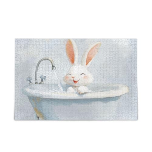 Cartoon-Kaninchen-Retro-Badewannen-Puzzle, Holz-Puzzle, lustige Spiele für 1000 Teile Cartoon-Kaninchen-Retro-Badewannen-Puzzle, Holz-Puzzle, lustige Spiele für 1000 Teile von KLL