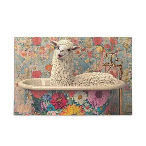 Cartoon Lama Retro Badewanne Puzzle Holz Puzzle Lustige Spiele für Erwachsene 1000 Teile Cartoon Lama Retro Badewanne Puzzle Holz Puzzle Lustige Spiele für Erwachsene 1000 Teile von KLL