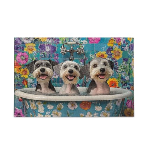 Cartoon Miniatur Schnauzer Hunde Retro Badewanne Puzzles Holzpuzzles Schwierige Gehirn-Teaser für Erwachsene 1000 Teile Cartoon Miniatur Schnauzer Hunde Retro Badewanne Puzzles Holzpuzzles Schwierige Gehirn-Teaser für Erwachsene 1000 Teile von KLL
