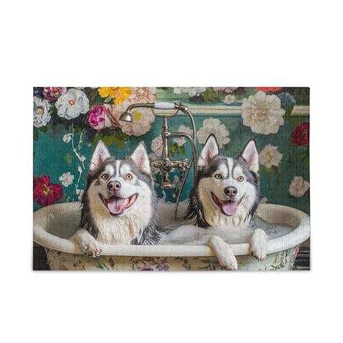 Chic Sibirische Husky Hunde Vintage Badewanne Puzzle Holz Puzzle Lustige Spiele für Erwachsene 1000 Teile Chic Sibirische Husky Hunde Vintage Badewanne Puzzle Holz Puzzle Lustige Spiele für Erwachsene 1000 Teile von KLL