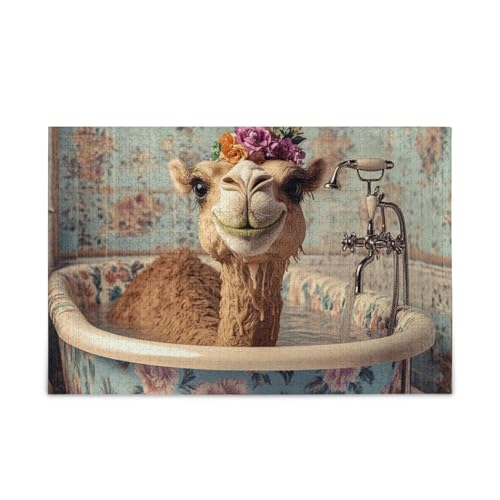Cute Camel Retro Badewanne Jigsaw Puzzle Wooden Jigsaw Puzzles Difficult Games for Aged 1000 Piece von KLL