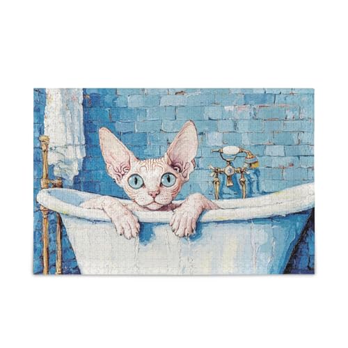 Cute Cornish Rex Cats Vintage Bathtub Jigsaw Puzzles Wooden Jigsaw Puzzles Hard Gifts for Adults 1000 Piece von KLL
