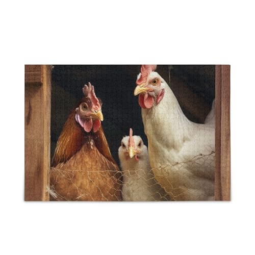 Ein Hühnerstall mit Hühnern und Hähnen Puzzle aus Holz, coole Spiele für Erwachsene, 1000 Teile Ein Hühnerstall mit Hühnern und Hähnen Puzzle aus Holz, coole Spiele für Erwachsene, 1000 Teile von KLL
