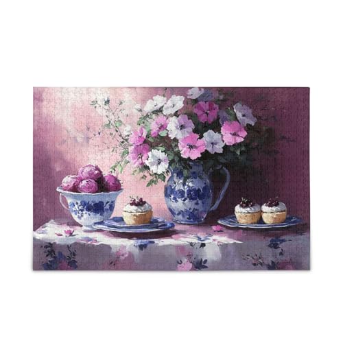Elegantes blau-weißes Blumen-Dessert Stillleben Puzzle Holzpuzzles Coole Gehirnspiele für Alter 1000 Teile Elegantes blau-weißes Blumen-Dessert Stillleben Puzzle Holzpuzzles Coole Gehirnspiele für Alter 1000 Teile von KLL