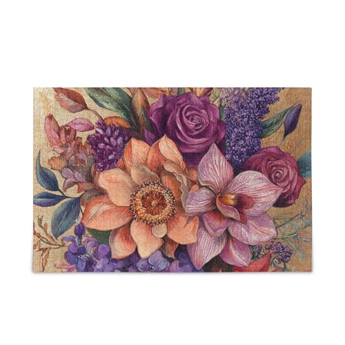 Florals Orchidee Lavendel Rose Gold Puzzle Holzpuzzle Cool Brain Teasers für Alter 1000 Teile von KLL