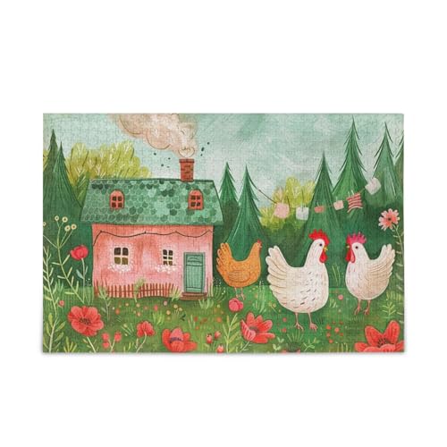 Flower Garden Old Pink French House Puzzles Wooden Puzzles Hard Brain Games for Aged 1000 Piece von KLL