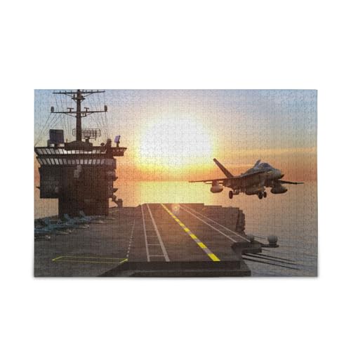 Flugzeugträger Holzpuzzle für Erwachsene, 1000 Teile, Geschenk für Erwachsene und Kinder, Puzzle für Familienspiel, 74,9 x 50 cm von KLL