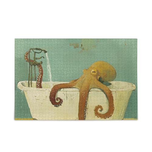 Große Tiere Meer Vintage Badewanne Puzzle Holzpuzzles Schwierige Gehirn-Teaser für Erwachsene 1000 Teile von KLL