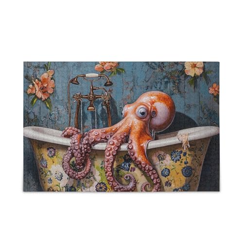 Große Tiere Meer Vintage Badewanne Puzzles Holz Puzzle Hard Brain Games für Erwachsene 1000 Teile von KLL