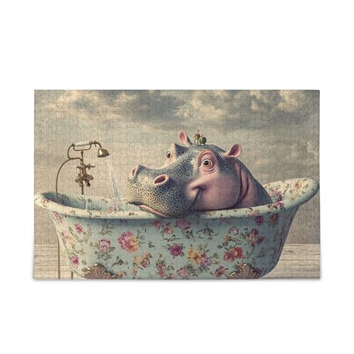 Hippo Vintage Badewannen-Puzzle Holzpuzzles harte Gehirn-Teaser für Erwachsene 1000 Teile Hippo Vintage Badewannen-Puzzle Holzpuzzles harte Gehirn-Teaser für Erwachsene 1000 Teile von KLL