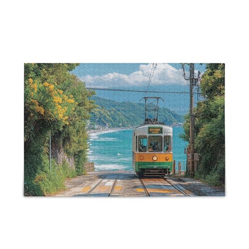 Japanische Straßenbahn, Meer, Sommertag, Puzzle, Holzpuzzle, coole Denksportaufgaben für 1000 Teile Japanische Straßenbahn, Meer, Sommertag, Puzzle, Holzpuzzle, coole Denksportaufgaben für 1000 Teile von KLL