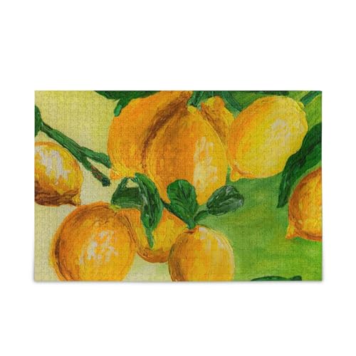 KLL Ripe Yellow Lemons Branch Painting Wooden Jigsaw Puzzles for Adults, 1000 Pieces Gift for Adults and Kids Puzzle for Family Game Play 74.9 cmx50.0 cm von KLL