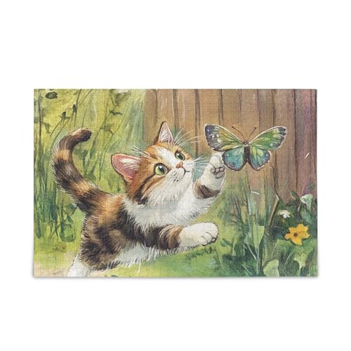 Katze zarte Schmetterling Yard Puzzles Holzpuzzles für Erwachsene 1000 Teile Katze zarte Schmetterling Yard Puzzles Holzpuzzles für Erwachsene 1000 Teile von KLL