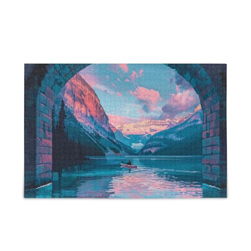 Lake Louise Mountains Sunset Sky Jigsaw Puzzle Wooden Jigsaw Puzzles Funny Brain Teasers for Aged 1000 Pieces von KLL