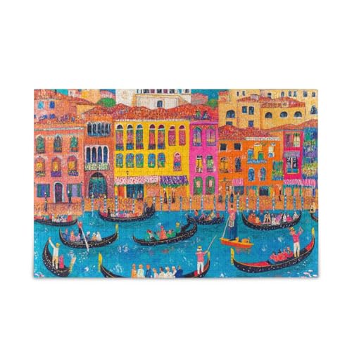 Lebendiges detailliertes Malpuzzle Venedig Italien Holzpuzzle schwierige Geschenke für ältere 1000 Teile von KLL