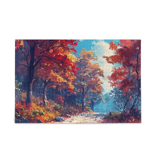 Malerisches Herbst-Puzzle, personalisierbar, Holzpuzzle, schwierige Gehirnspiele für ältere Menschen, 1000 Teile Malerisches Herbst-Puzzle, personalisierbar, Holzpuzzle, schwierige Gehirnspiele für ältere Menschen, 1000 Teile von KLL