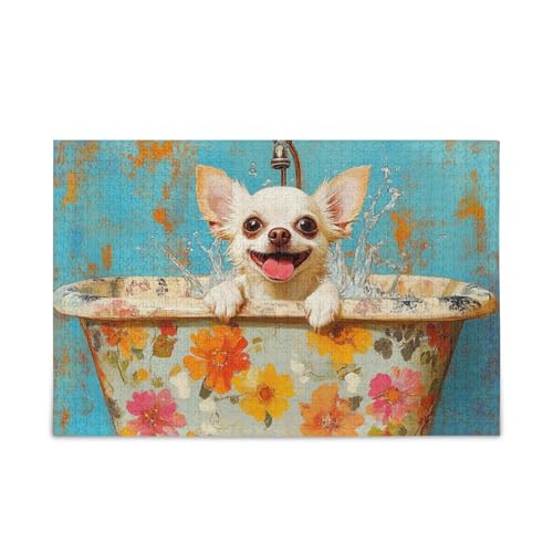 Niedliche Chihuahua-Hunde, Retro-Badewannen-Puzzles, Holzpuzzles, lustige Spiele für Erwachsene, 1000 Teile Niedliche Chihuahua-Hunde, Retro-Badewannen-Puzzles, Holzpuzzles, lustige Spiele für Erwachsene, 1000 Teile von KLL