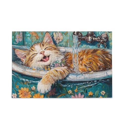 Niedliche norwegische personalisierte Katze Katzen Retro Badewanne Puzzles Holzpuzzles lustige Denksportaufgaben für Alter 1000 Teile Niedliche norwegische personalisierte Katze Katzen Retro Badewanne Puzzles Holzpuzzles lustige Denksportaufgaben für Alter 1000 Teile von KLL