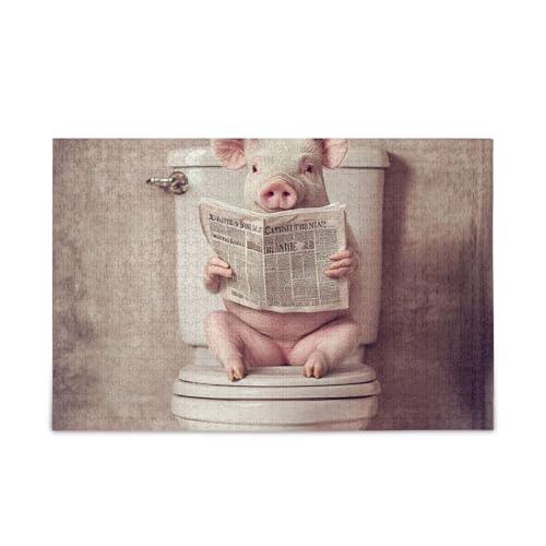 Niedliches Haustier Schwein Retro Toilette Lesen Zeitung Puzzle Holz Puzzle Coole Spiele für Erwachsene 1000 Teile Niedliches Haustier Schwein Retro Toilette Lesen Zeitung Puzzle Holz Puzzle Coole Spiele für Erwachsene 1000 Teile von KLL